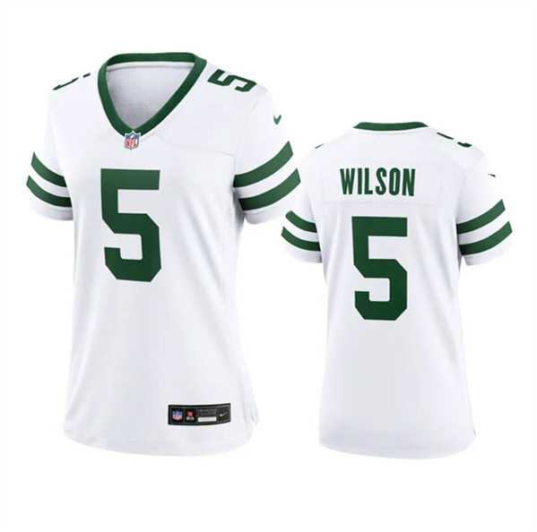 Womens New York Jets #5 Garrett Wilson White 2024 Stitched Jersey Dzhi